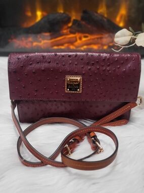 Dooney & Bourke Plum Ostrich-Embossed Crossbody